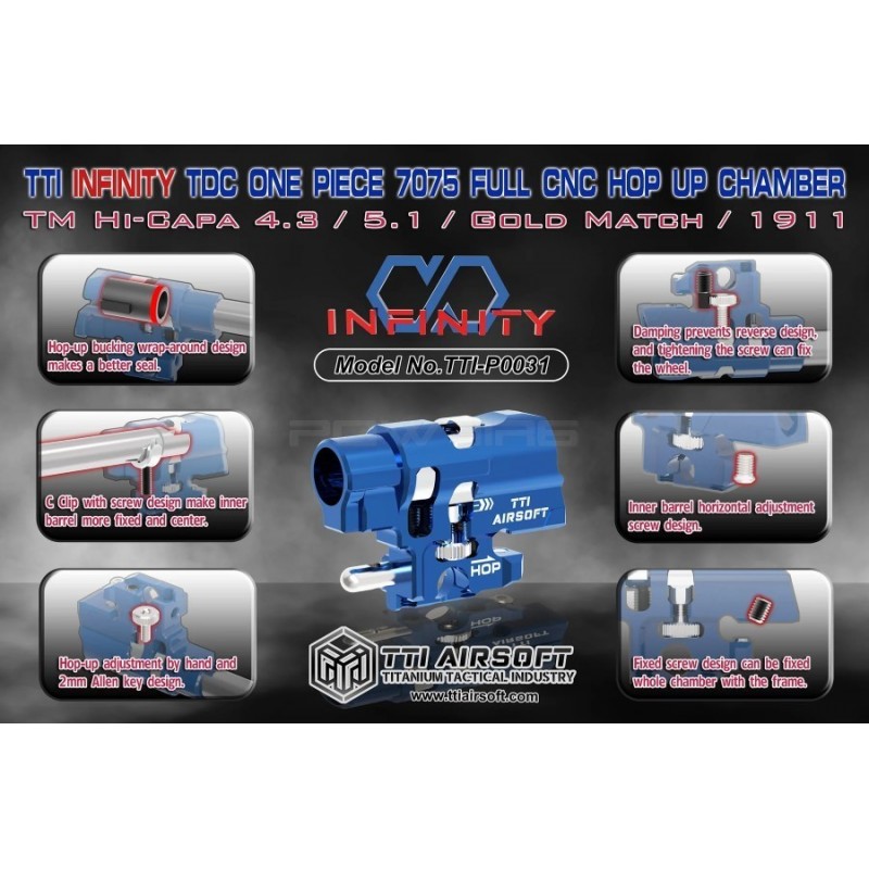 Camara de hop-up CNC TDC TTI Infinity para Hi-Capa - Plata