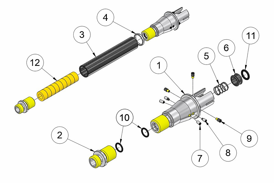 Cañon externo Retro arms 10" CNC 3K-Carbono AR15 con sistema de sujeción camara de hop up