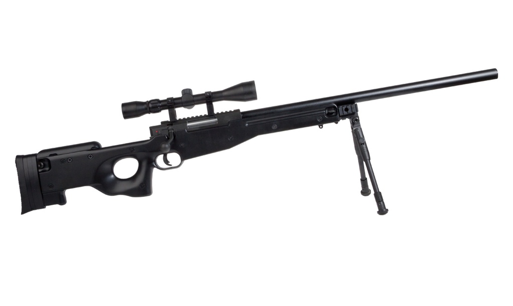 Sniper L96 Saigo Negro con Mira y Bípode Incluidos | Rifle de Francotirador Airsoft