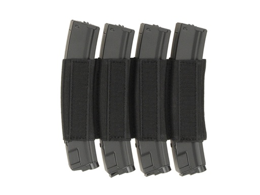 [INS04-MP5] Pouch insert elastico cuadruple para cargadores MP5/SMG - Negro