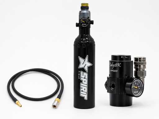 [pack 021] Pack HPA Spirit Field Titan 0,21L con Balystik HPR200 Black Ops y Línea Flex US