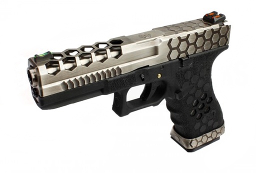 [PG41110] Pistola GBB AW Custom VX0100 hex cut Negro/Plata – Gas